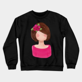 Watercolor Painted Flower Girl with Brown Hair | Cherie's Art (c)2021 Crewneck Sweatshirt